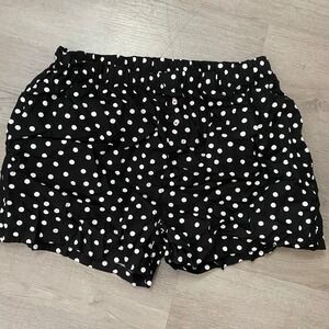 Just Be Polka Dot Pajama Shorts Womens 1X Black White Cotton Loungewear